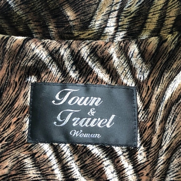 TOWN & TRAVEL WOMEN ZIP BLAZER JACKET BEATIFUL BROWN ANIMAL PATTERN PLUS SIZE 2X - Picture 6 of 6